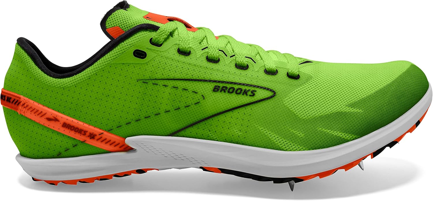 Brooks Draft XC Spikeless Supportive Cross-Country Running Shoe 8.5 Women/7 Men Green Gecko/Red Orange/White